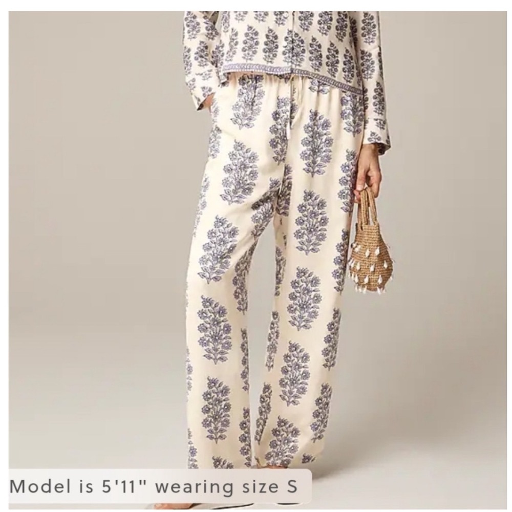 J.Crew Everything Pant XL Wide leg Floral Block Print Viscose India Boho CK023
